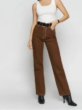 Reformation size 24 cowboy high rise Straight-Leg Jeans in chocolate Brown